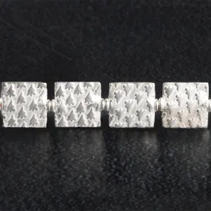 12mm Silver Plated Copper Tree Embossed Square Beads