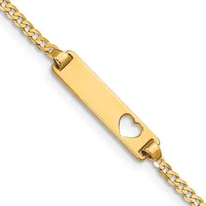 14KT CURB LINK CHILDREN'S HEART ID BRACELET