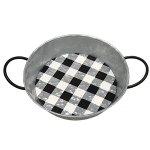 2/Set Black Buffalo Check Round Trays