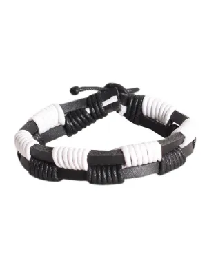 ALPHA MAN Men's Zebra double Thread-Woven Leather Bracelet