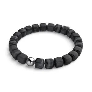 Black Agate | Silver | Gemstone Pebble Bracelet