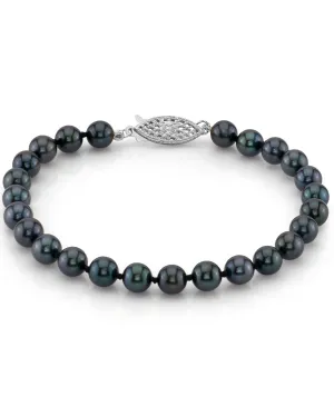 Black Akoya Pearl Bracelet, 5.5-6.0mm - Choose Your Quality