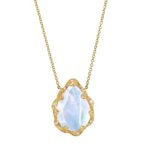 Queen Water Drop Moonstone Necklace with Sprinkled Diamonds | Ready to Ship