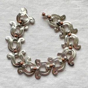 SOLD Vintage Antonio Pineda Silver/Copper Bracelet, Taxco Silver 7 3/4" L